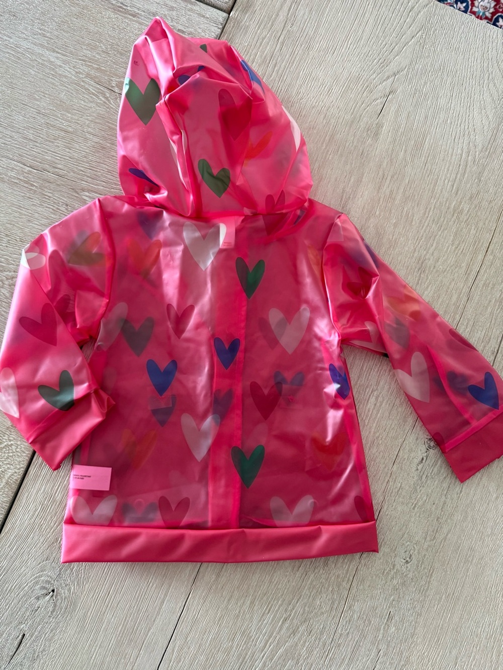 Cat & Jack Pink Heart Hooded Raincoat